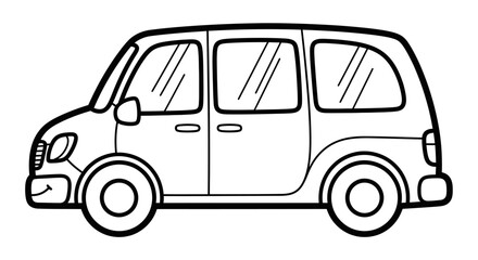 Outlined illustration of a minivan, ready for coloring.