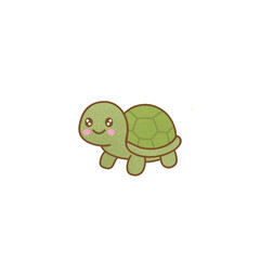 Funny cartoon turtle illustration with cute green shell character