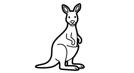 Black and white outline drawing of a kangaroo.