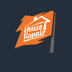 Hand drawn lettering Home repair. Vector modern logo and emblem.