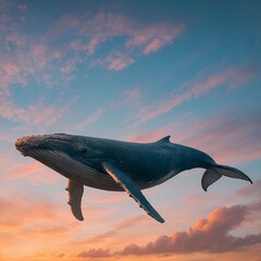 Fototapeta premium humpback whale in the sunset