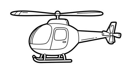 A simple line drawing of a helicopter with visible rotor blades and landing skids.