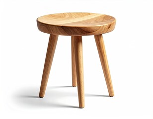 Light wooden stool with a circular top