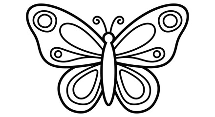 Simple black and white line drawing of a decorative butterfly.