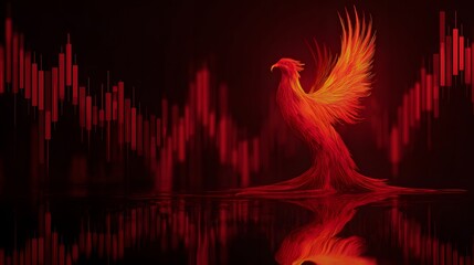 Obraz premium Phoenix rising with stock growth background