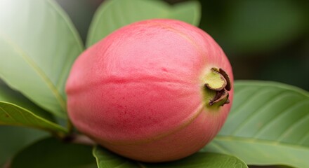 Obraz premium close up of guava fruit with leaves