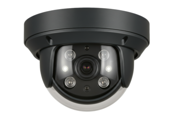 Isolated Security Camera in Black Casing, Technology for Security and Surveillance Needs