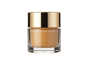 Isolated Cream Foundation Jar with Golden Lid for Makeup, Skincare, or Beauty Products