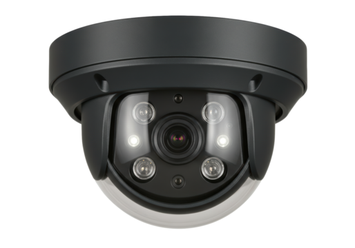 Isolated Security Camera in Black Casing, Technology for Security and Surveillance Needs - Powered by Adobe