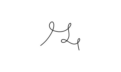 A minimalist black continuous line drawing in a cursive, looping style on a white background.