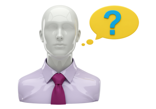Isolated Mannequin with Question Bubble, a Concept for Dilemma, Problem Solving, Unknown
