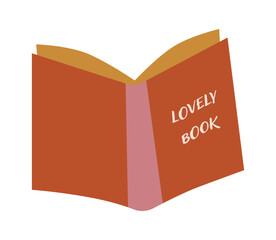 Open Book isolated vector Illustration. The design features a simple orange and pink color scheme, ideal for educational or literary concepts.