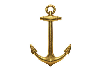 Isolated Gold Anchor, Decorative Nautical Theme Item, Maritime Symbol, Sea Adventure, Ocean