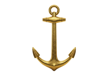Isolated Gold Anchor, Decorative Nautical Theme Item, Maritime Symbol, Sea Adventure, Ocean