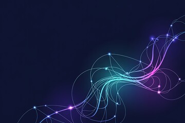 Abstract digital network connection lines background with neon glowing lights representing technological advancement and data transfer