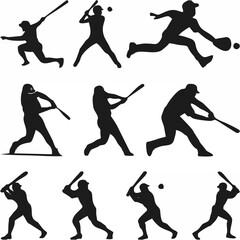 Baseball Player Silhouettes -...