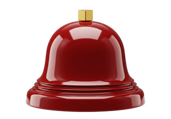 Isolated red bell for service and assistance call, reception desk sign at a counter