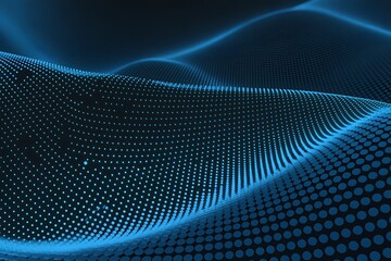 Abstract digital wave design featuring glowing blue dots creating a futuristic technological background perfect for modern concepts.