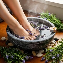 Relaxing Foot Soak with Lavender.