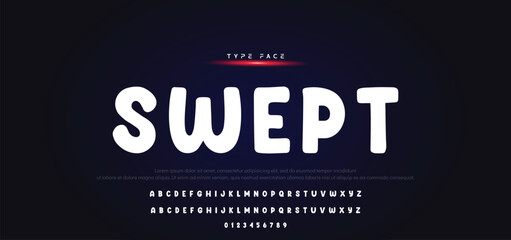 Fototapeta premium Unique alphabet playful style rounded font, unusual typography letters and numbers, vector illustration 10EPS