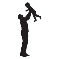 Silhouette of a father lifting his child in the air, capturing a moment of joy and connection