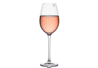Isolated Wine Glass with Bubbly Rosé Wine in Simple Elegant Drinkware for Celebration