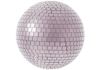 Isolated shimmering mirrored disco ball perfect for retro party vibes, dance floor lighting