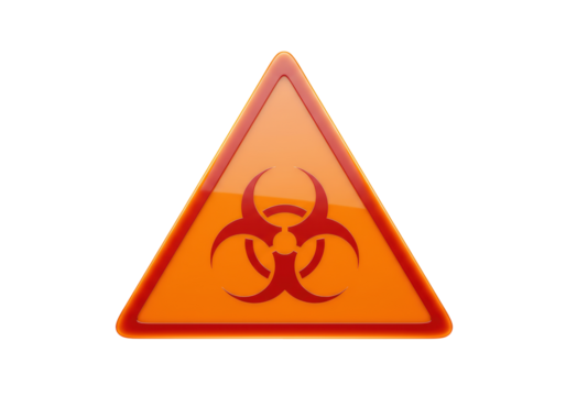 Isolated biohazard warning sign symbol in orange triangle, medical, caution, emergency, hazard