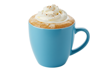 Isolated coffee cup with whipped cream and sprinkles on top in studio photography