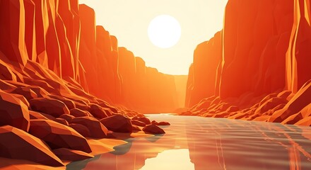 Canyon Sunset River Flow.