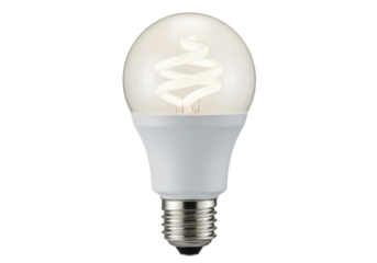 Isolated energy efficient bulb, spiral filament lamp, E27 Edison screw fitting, no shadows
