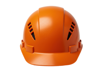 Isolated orange hard hat safety equipment headgear protection construction worker helmet