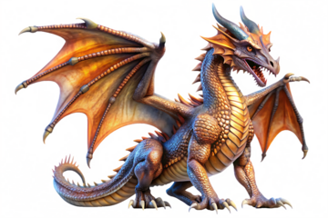 Phantasy dragon  isolated on white background ,PNG. AI Generated.