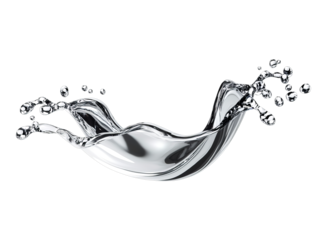 Dynamic water splash frozen in time against transparent background