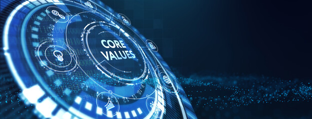 Business, Technology, Internet and network concept. Core values responsibility ethics goals company concept. 3d illustration