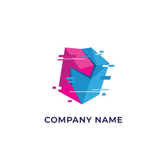 Fototapeta premium Abstract Geometric Shape with Glitch Effect for Modern Company Logo Design.