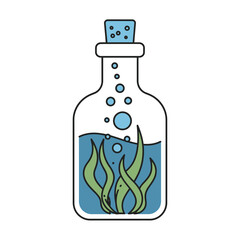 Bottle with Seaweed and Bubbles, a Marine Ecosystem in Glass.