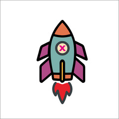 colorful rocket icon and vector
