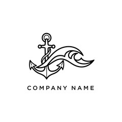 Fototapeta premium Elegant Anchor and Wave Logo Design for Maritime Company Branding.