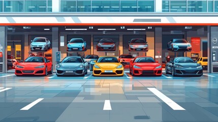 Fototapeta premium rent a car space with cars