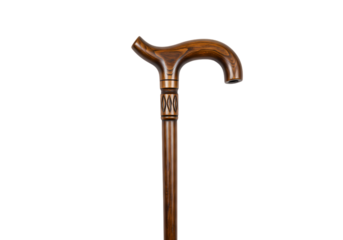 Elegant Wooden Walking Cane isolated on transparent background