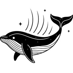 Aurora Whale Spirit a simple line art vector