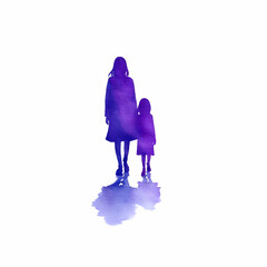 mom and daughter silhouette
