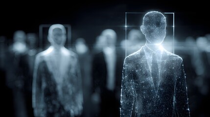 AI powered HR system holographic recruitment visualization