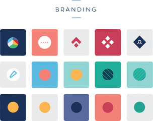 Collection of modern flat icons for branding and design projects