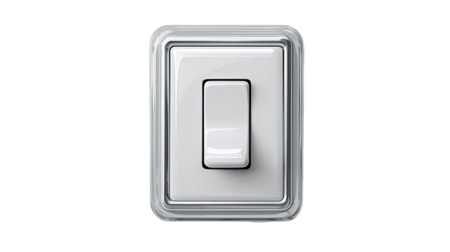 Light switch electrical button home control power element device object isolated on white background