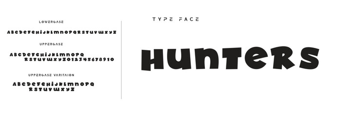 Kids style colorful font design, playful childish alphabet, letters and numbers vector illustration