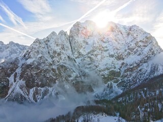 snow covered mountains