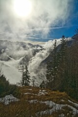 clouds in the mountains