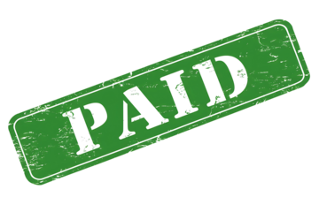 Green Paid Rubber Stamp with Grunge Texture Effect isolated on transparent cutout background, cut out, png